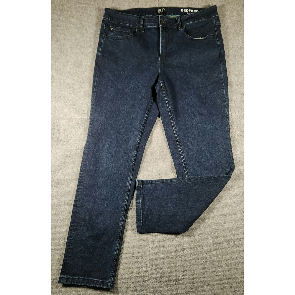 DKNY Jeans Bedford Slim Fit Mens 33x29 Dark Indigo Blue Denim Stretch EXCELLENT